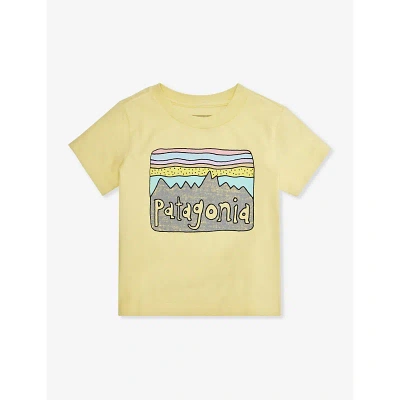 Patagonia Babies'  Milled Yellow Fitz Roy Skies Short-sleeve Organic-cotton T-shirt 6 Months - 4 Years