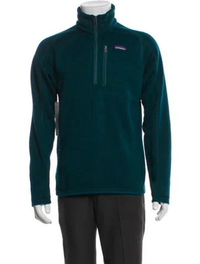 Pre-owned Patagonia Mock Neck Long Sleeve Polo Sweater In Green