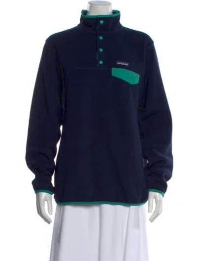 Pre-owned Patagonia Mock Neck Long Sleeve Sweatshirt In Blue