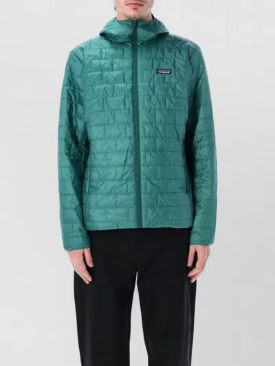 Patagonia Nano Hooded Jacket Quilted Side Pockets In Green