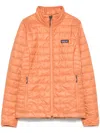 Patagonia Quilted High Collar Jacket With Side Zip Pockets In Orange