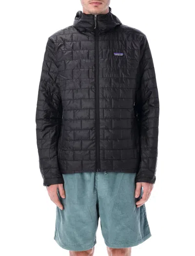 Patagonia Nano Puff Hooded Zip-up Jacket In Black