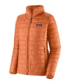 Patagonia Quilted High Collar Jacket With Side Zip Pockets In Orange
