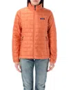 Patagonia Quilted High Collar Jacket With Side Zip Pockets In Rock Melon