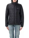 Patagonia Quilted High Collar Jacket With Side Zip Pockets In Black