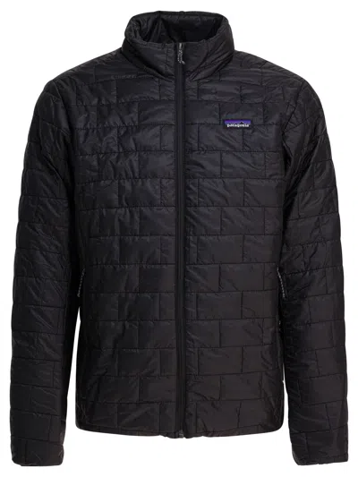 Patagonia Insulated Jacket With High Collar And Pockets In Black