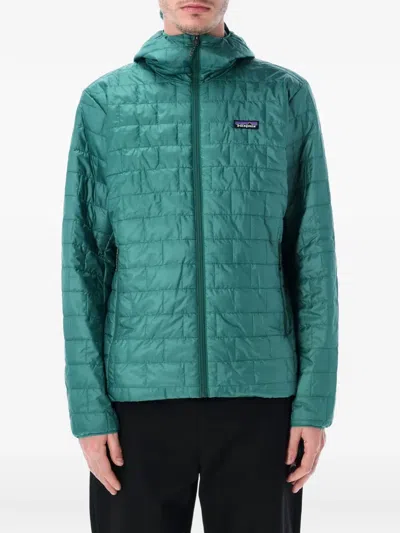 Patagonia Nano Hooded Jacket Quilted Side Pockets In Green