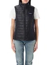 Patagonia Quilted Sleeveless High Collar Lightweight Vest In Black