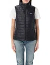 Patagonia Quilted Sleeveless High Collar Lightweight Vest In Blk