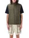 Patagonia Quilted Sleeveless Vest With High Collar And Logo Patch In Green