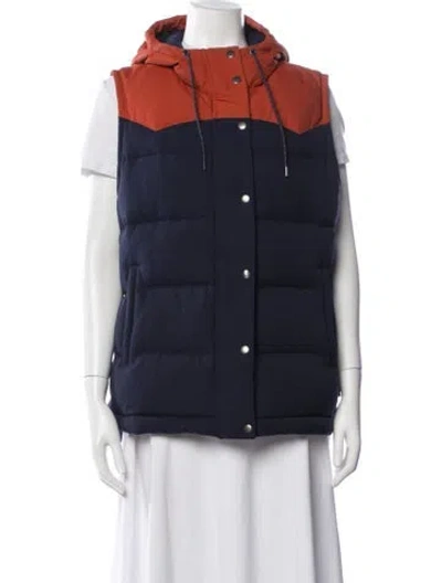 Pre-owned Patagonia Nylon Colorblock Pattern Down Coat In Blue
