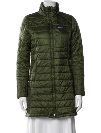 Pre-owned Patagonia Nylon Faux Fur Coat In Green