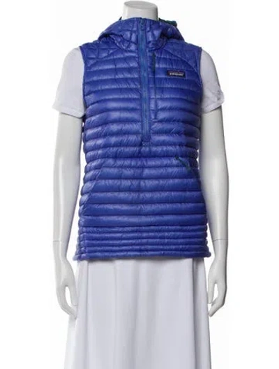 Pre-owned Patagonia Nylon Striped Down Jacket In Blue