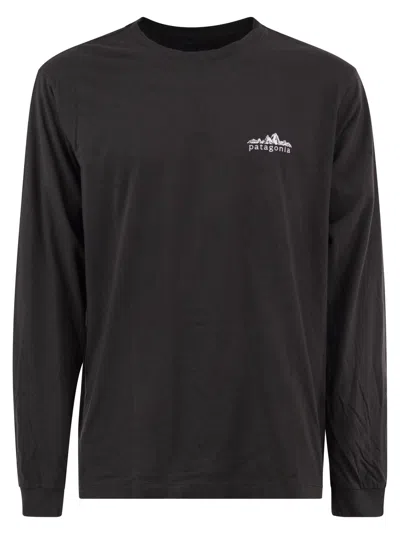 Patagonia Fitz Roy Foothills Organic Cotton Long Sleeve T-shirt For Men In Black