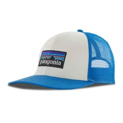 Patagonia P-6 Logo Trucker Hat White W Vessel Blue