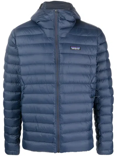 Patagonia Padded Hooded Jacket In Blue