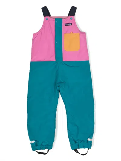 Patagonia Kids' Panelled Recycled-polyester Dungarees In Pink