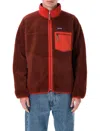 Patagonia Maroon High Neck Logo Fleece Jacket In Burgundy