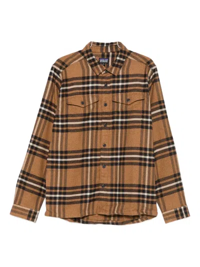 Patagonia Plaid Organic-cotton Shirt In Brown