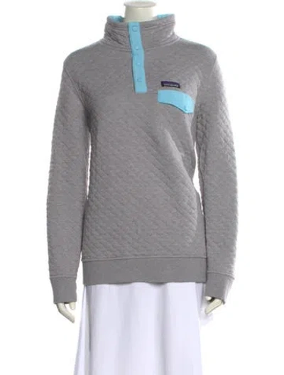 Pre-owned Patagonia Plaid Print Mock Neck Sweatshirt In Gray