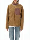 Patagonia Plush Fleece Jacket With Contrasting Pocket Detail In Brown