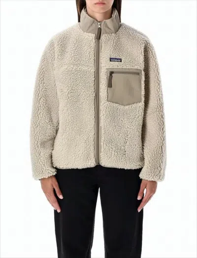 Patagonia Plush Fleece Jacket With High Collar In Neutral