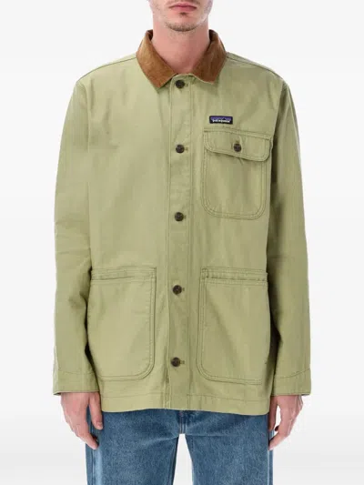 Patagonia Point Reyes Jacket Long Sleeves Pockets Collar In Green