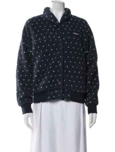Pre-owned Patagonia Polka Dot Print Bomber Jacket In Blue