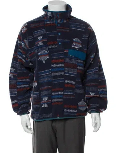 Pre-owned Patagonia Printed Puffer Coat In Blue