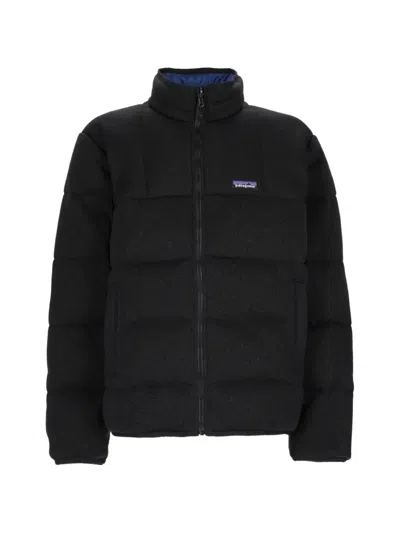 Patagonia Quilted Logo-patch Jacket In Black