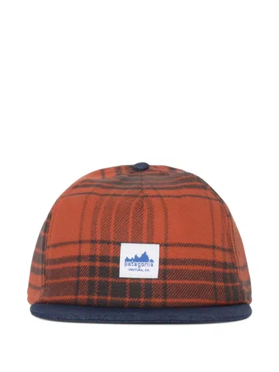 Patagonia Range Plaid-pattern Denim-peak Cap In Burgundy