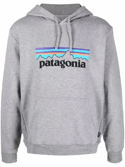 Patagonia Relaxed Fit Hoodie In Recycled Cotton Blend With Kangaroo Pocket In Gray