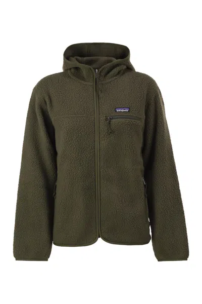 Patagonia Recycled Teddy Fleece Hooded Jacket In Green