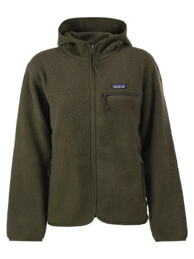 Patagonia Recycled Teddy Fleece Hooded Jacket In Green