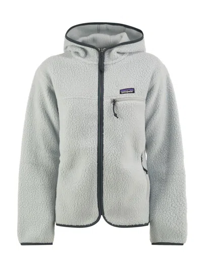 Patagonia Recycled Teddy Fleece Hooded Jacket In Light Blue