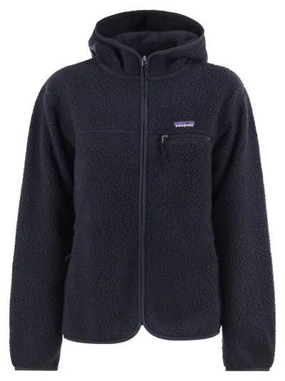 Patagonia Recycled Teddy Fleece Hooded Jacket In Blue
