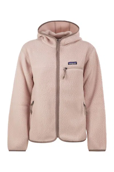Patagonia Recycled Teddy Fleece Hooded Jacket In Pink