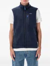 Patagonia Blue Stand Collar Logo Vest In Blue