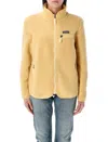Patagonia High Collar Shearling Fleece Jacket In Beeswax Tan