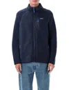 Patagonia Textured Fleece Casual Jacket With Stand Collar In Blue