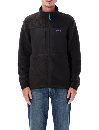 Patagonia Retro Pile Patch Full-zip Fleece Jacket For Men In Black