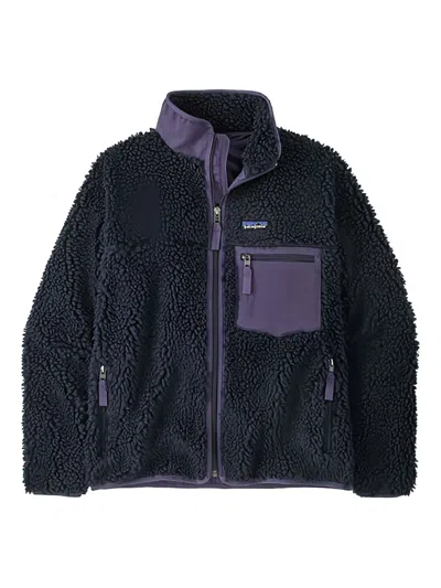 Patagonia Casual Fleece Texture Jacket With High Collar In Blue
