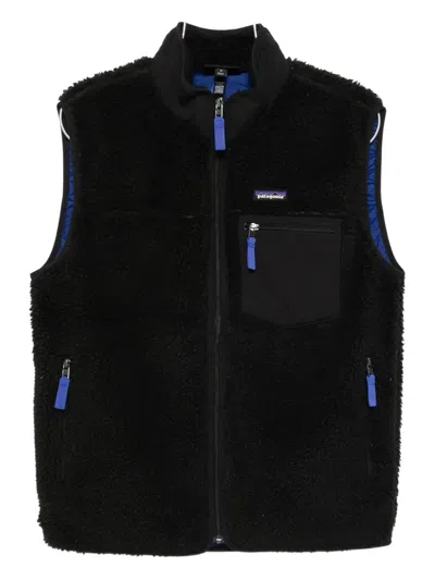 Patagonia Regular Fit Fleece Vest With Zippered Pockets In Black