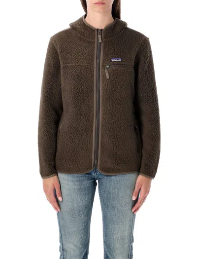 Patagonia Hooded Retro Fleece Jacket In Brown