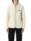Patagonia Textured Fleece Jacket With Hood And Zip Pockets In Yellow