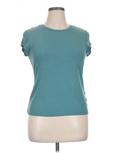 Pre-owned Patagonia Short Sleeve Top Teal Keyhole Neckline Tops In Blue