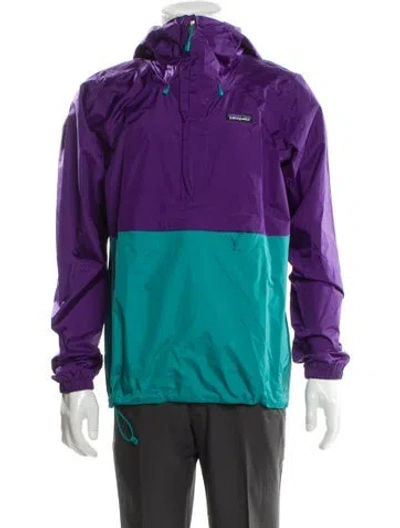 Pre-owned Patagonia Signature Logo Colorblock Pattern Windbreaker In Multi