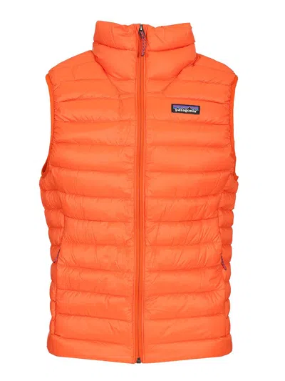 Patagonia Sleeveless Drawstring Down Jacket Coats Orange