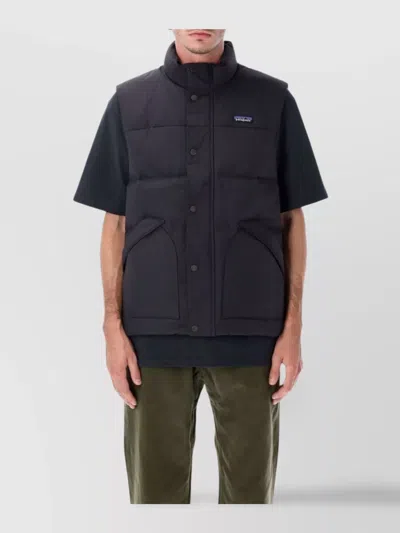 Patagonia Sleeveless Padded Vest High Collar In Black