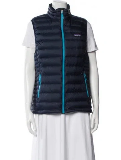 Pre-owned Patagonia Striped Down Jacket In Blue